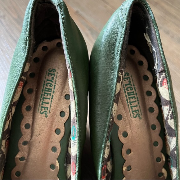 Seychelles Green Brown Wedge Heel Shoe Peep Toe Size 8 - Picture 10 of 13